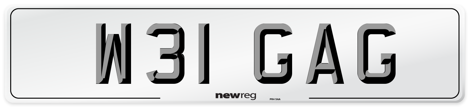 W31 GAG Number Plate from New Reg